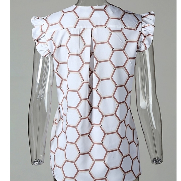 👄HP👄New V-Neck Ruffle Casual Shirt - Picture 6 of 7